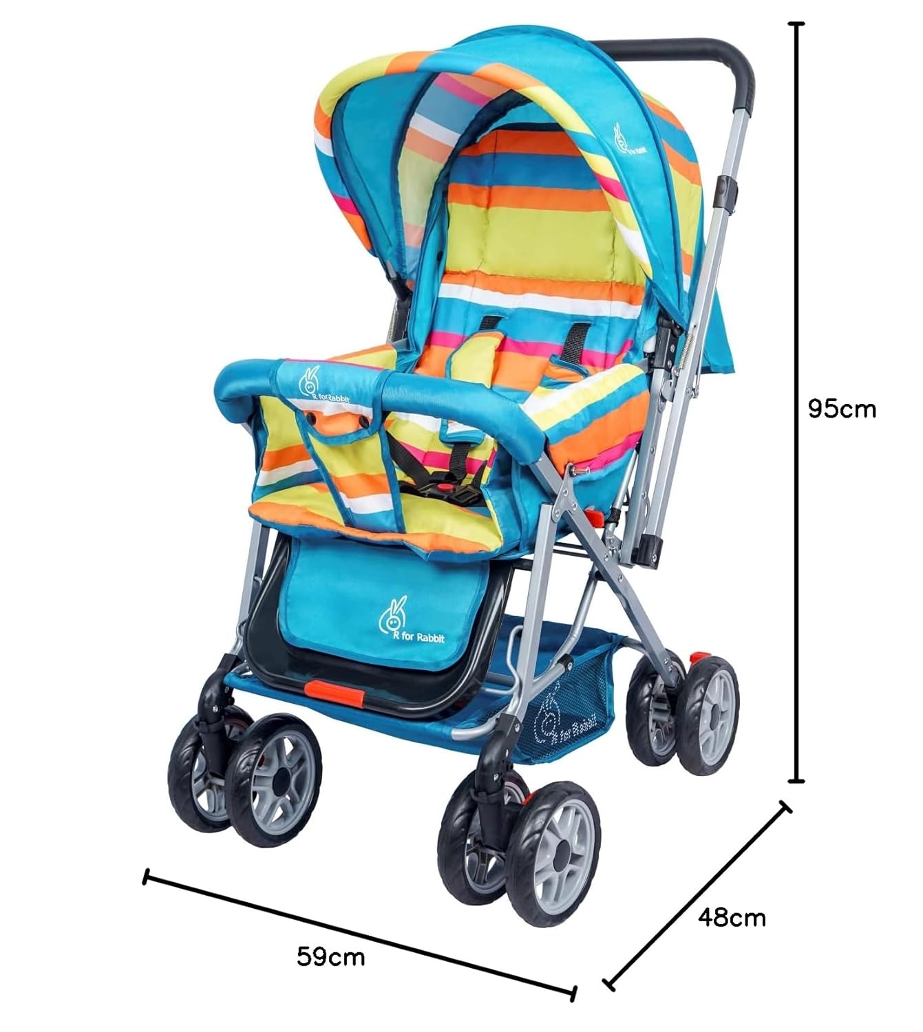 Vibrant R for Rabbit stroller, offering comfortable rides and easy portability for babies and parents. www.usmile.toys